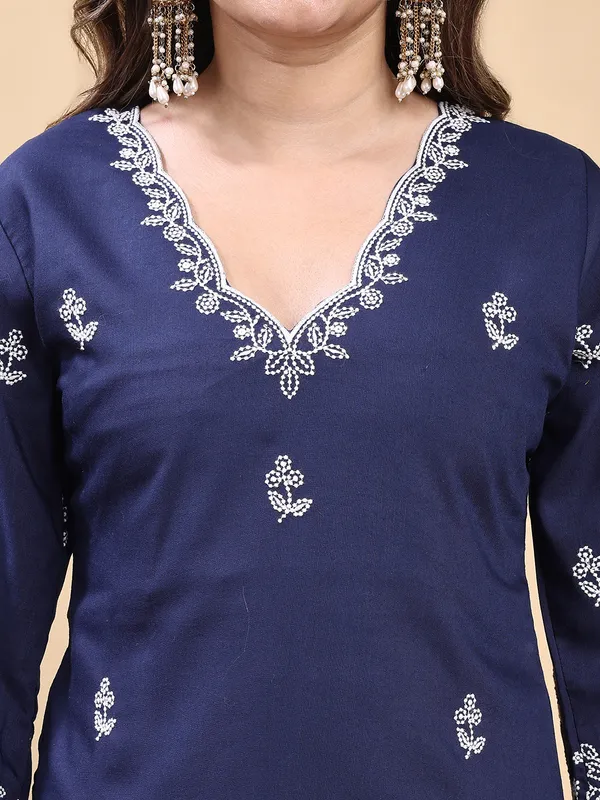 Navyblue_Embroidered_Kurta_Set_with_Matching_Pant_and_Dupatta