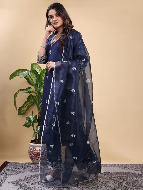 Navyblue_Embroidered_Kurta_Set_with_Matching_Pant_and_Dupatta