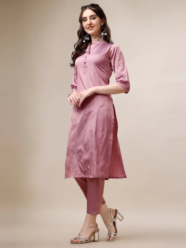 PEACH_Elegant_Pinstripe_Kurta_Set_with_Straight_Pants