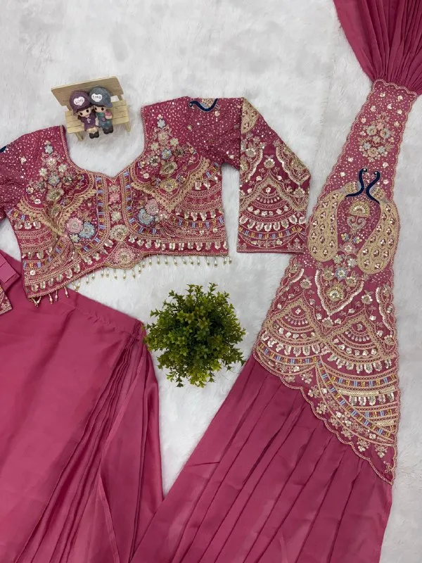 PINK_TRENDING_READY_TO_WEAR_SAREE_WITH_FULLY_EMBROIDERED_STYLIST_BLOUSE