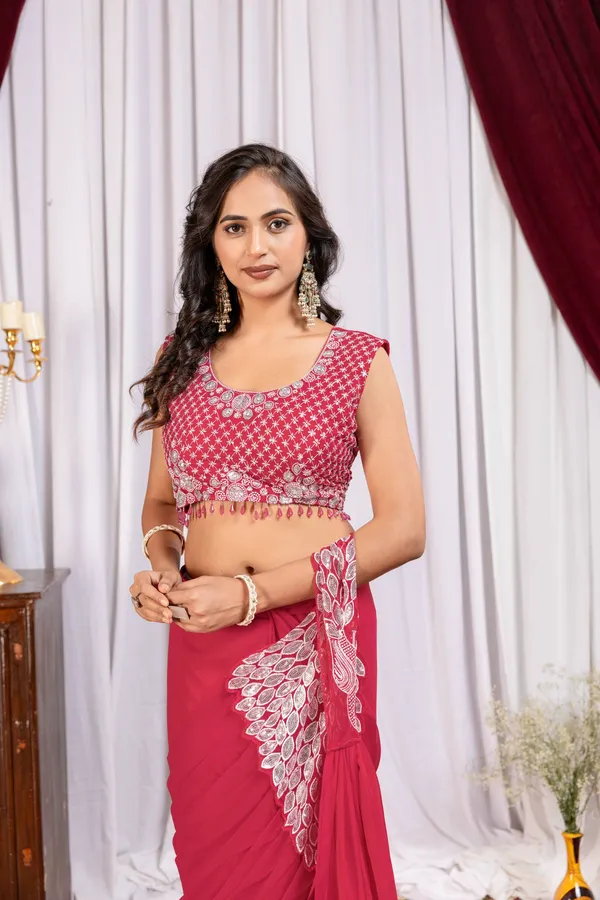 PINK_TRENDING_READY_TO_WEAR_SAREE_WITH_FULLY_EMBROIDERED_STYLIST_BLOUSE