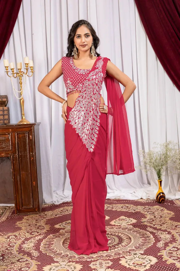 PINK_TRENDING_READY_TO_WEAR_SAREE_WITH_FULLY_EMBROIDERED_STYLIST_BLOUSE