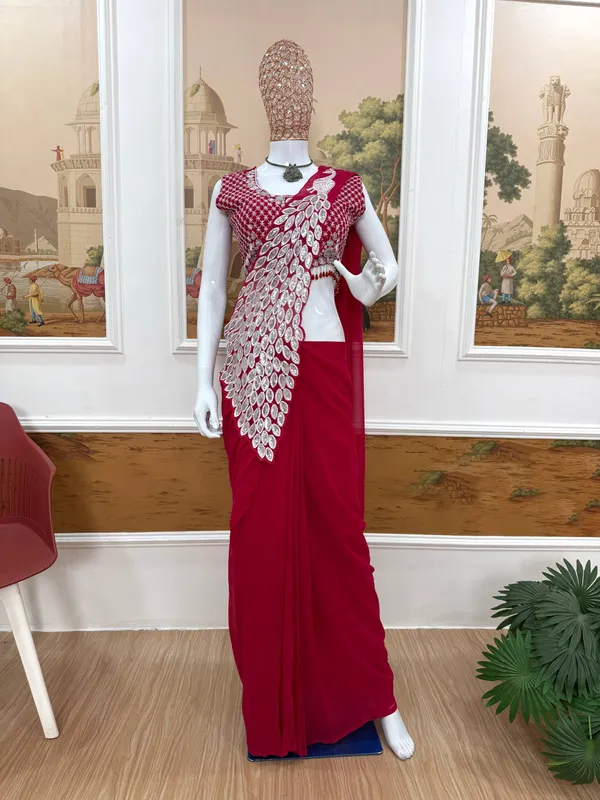 PINK_TRENDING_READY_TO_WEAR_SAREE_WITH_FULLY_EMBROIDERED_STYLIST_BLOUSE