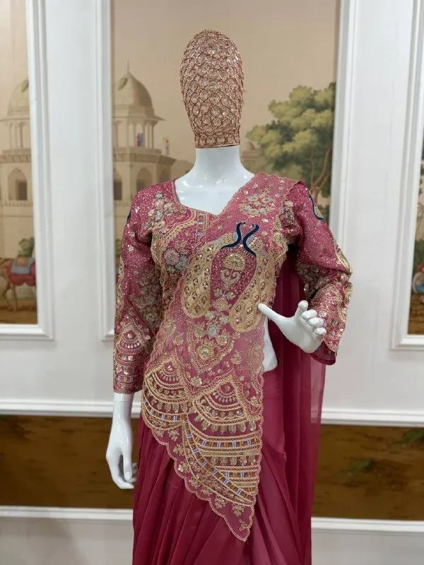 PINK_TRENDING_READY_TO_WEAR_SAREE_WITH_FULLY_EMBROIDERED_STYLIST_BLOUSE