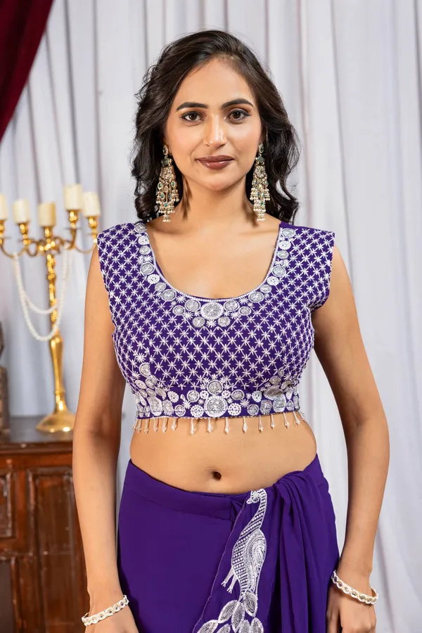 PURPLE_TRENDING_READY_TO_WEAR_SAREE_WITH_FULLY_EMBROIDERED_STYLIST_BLOUSE