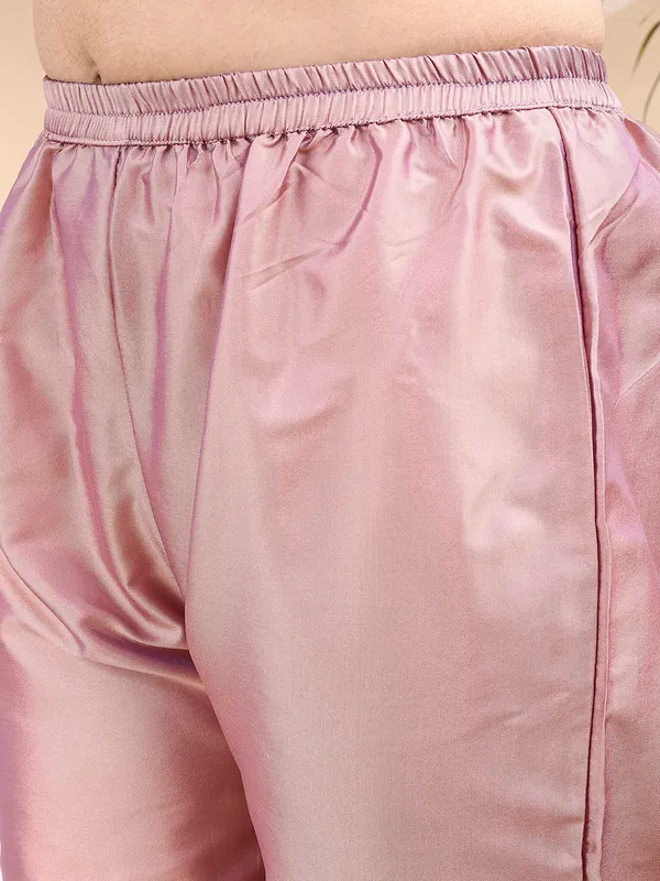 Peach_Art_Silk_Embroidered_Kurti_Pant_Dupatta_Set_For_Women