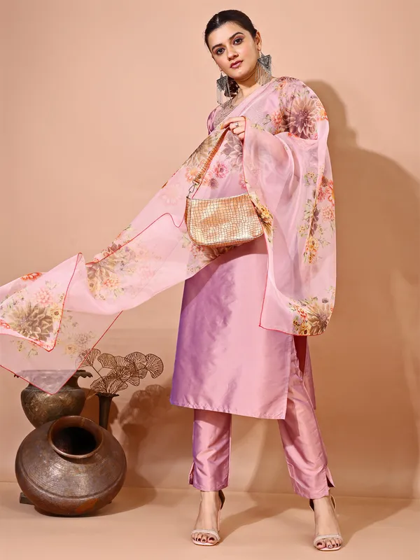 Peach_Art_Silk_Embroidered_Kurti_Pant_Dupatta_Set_For_Women