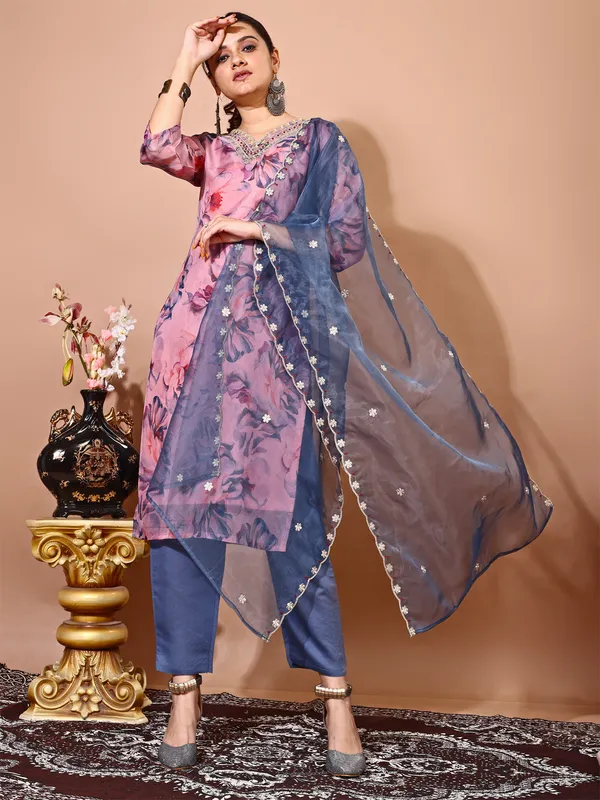 Peach_Trendy_Straight_Kurta_Pant_Set_with_Designer_Dupatta