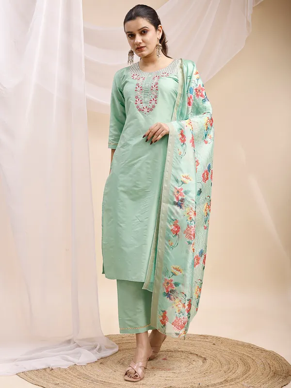 Pista_Embroidered_Straight_Kurta_Set_with_Floral_Printed_Dupatta