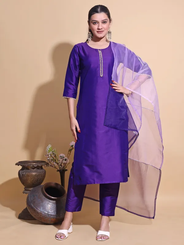 Purple_Art_Silk_Solid_Kurti_Pant_Dupatta_Set_For_Women