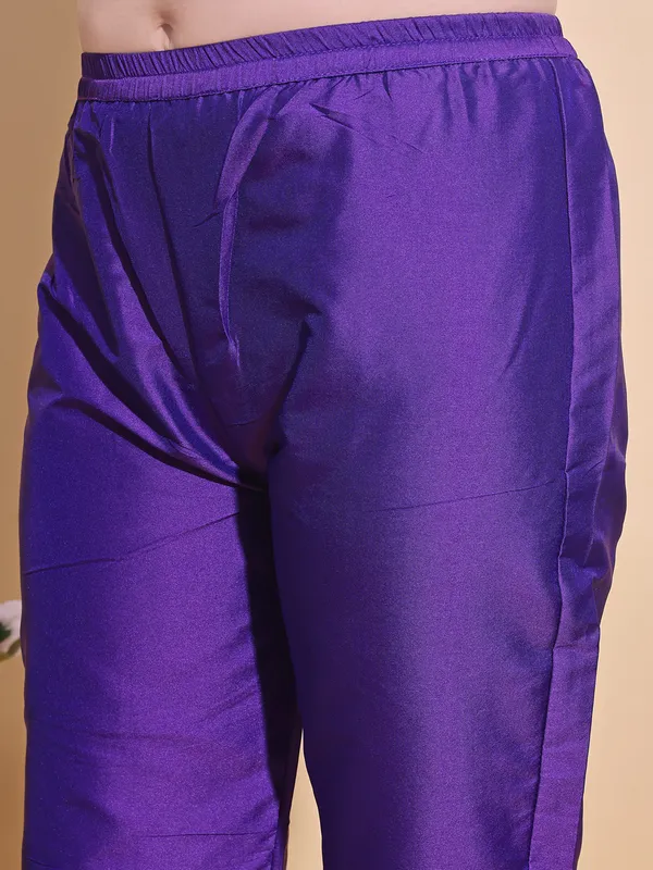 Purple_Art_Silk_Solid_Kurti_Pant_Dupatta_Set_For_Women
