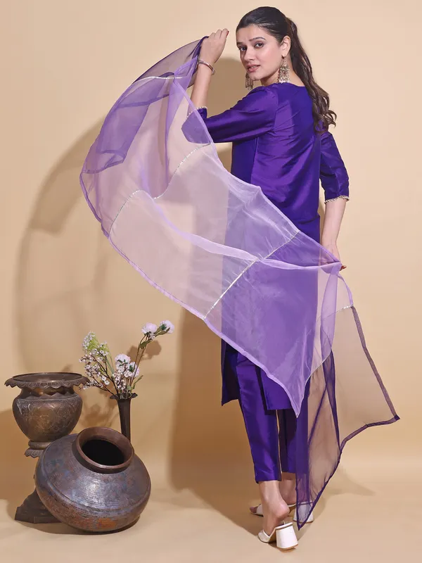 Purple_Art_Silk_Solid_Kurti_Pant_Dupatta_Set_For_Women