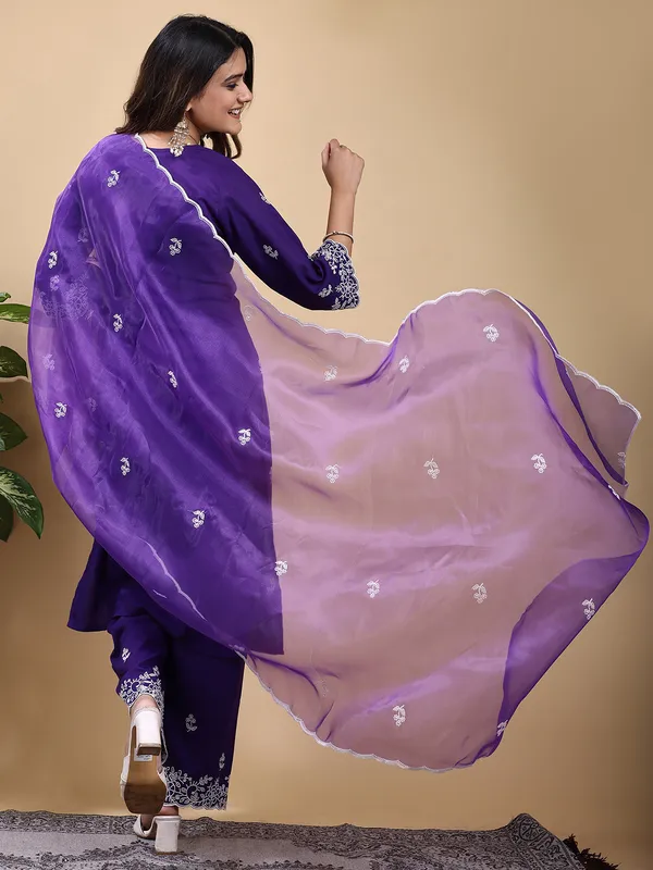 Purple_Embroidered_Kurta_Set_with_Matching_Pant_and_Dupatta
