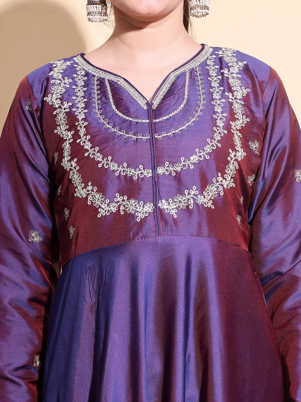 WINE_Art_Silk_Embroidered_Anarkali_Pant_Dupatta_Set_For_Women