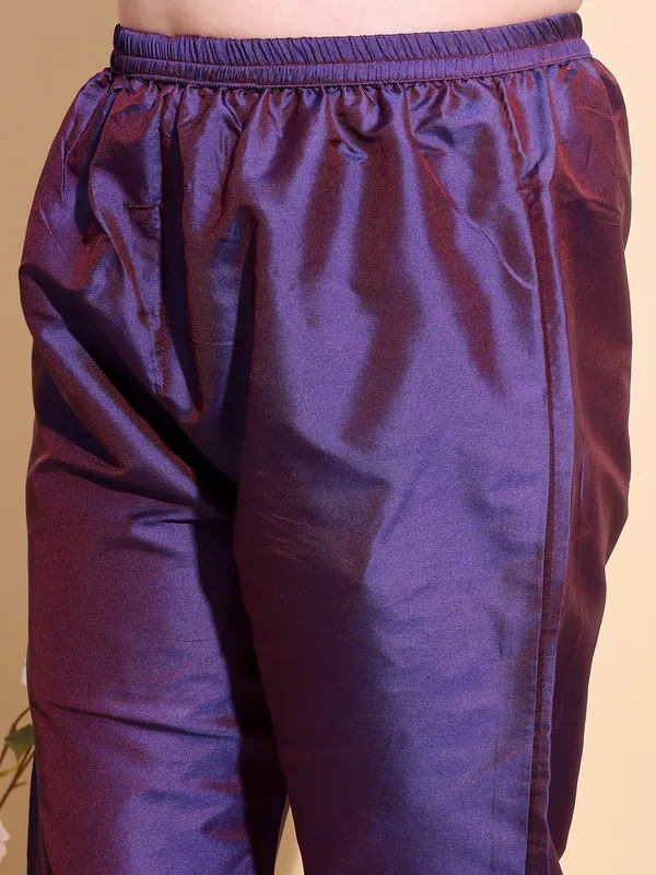 WINE_Art_Silk_Embroidered_Anarkali_Pant_Dupatta_Set_For_Women
