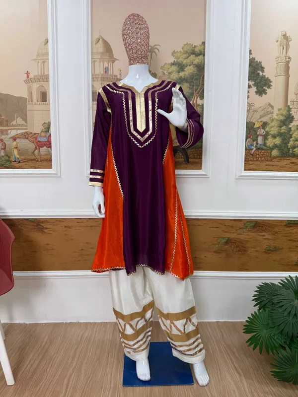 WINE_CO-ORD_SET_WITH_USE_OF_ATTRACTIVE_GOTA_PATTI_