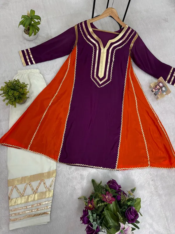 WINE_CO-ORD_SET_WITH_USE_OF_ATTRACTIVE_GOTA_PATTI_