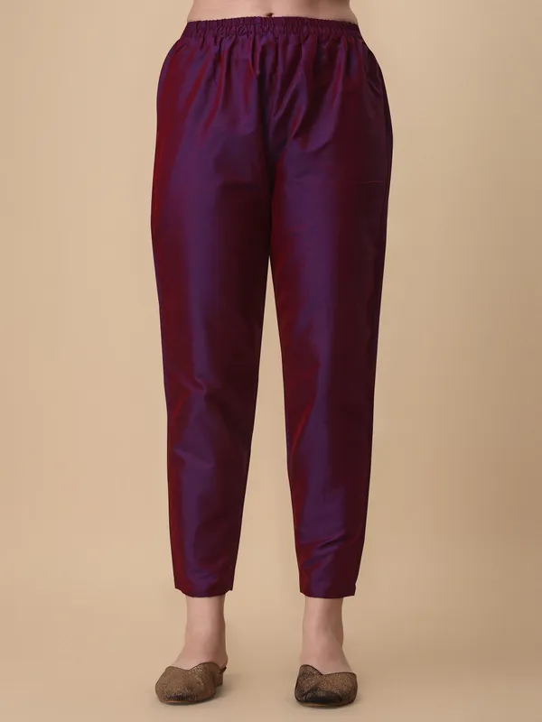 WINE_Elegant_Pinstripe_Kurta_Set_with_Straight_Pants