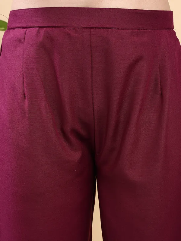 WINE_Trendy_Straight_Kurta_Pant_Set_with_Designer_Dupatta
