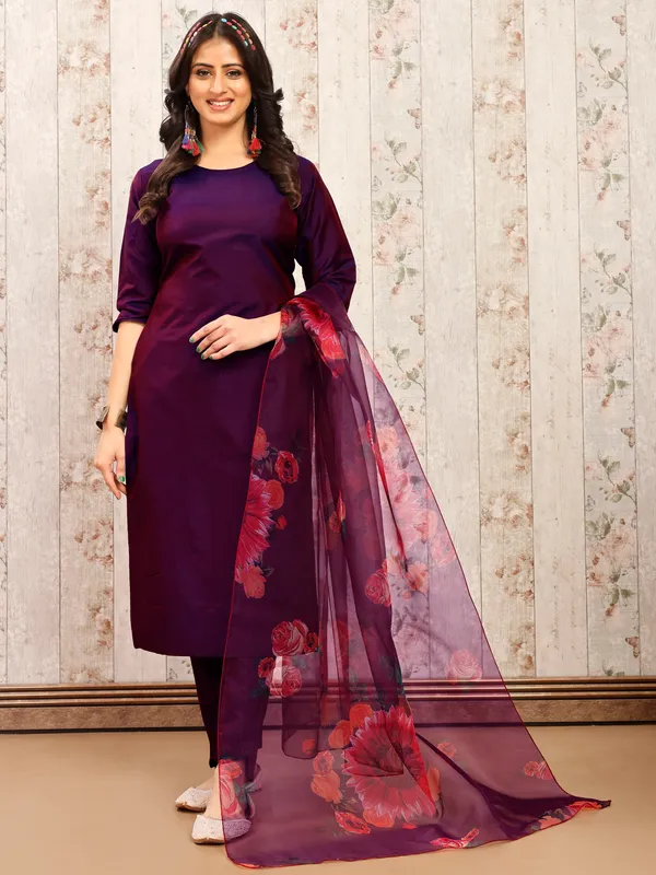WINE_Trendy_Straight_Kurta_Pant_Set_with_Designer_Dupatta