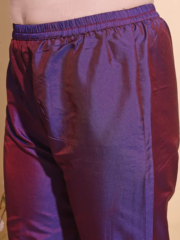 Wine_Art_Silk_Solid_Kurti_Pant_Dupatta_Set_For_Women
