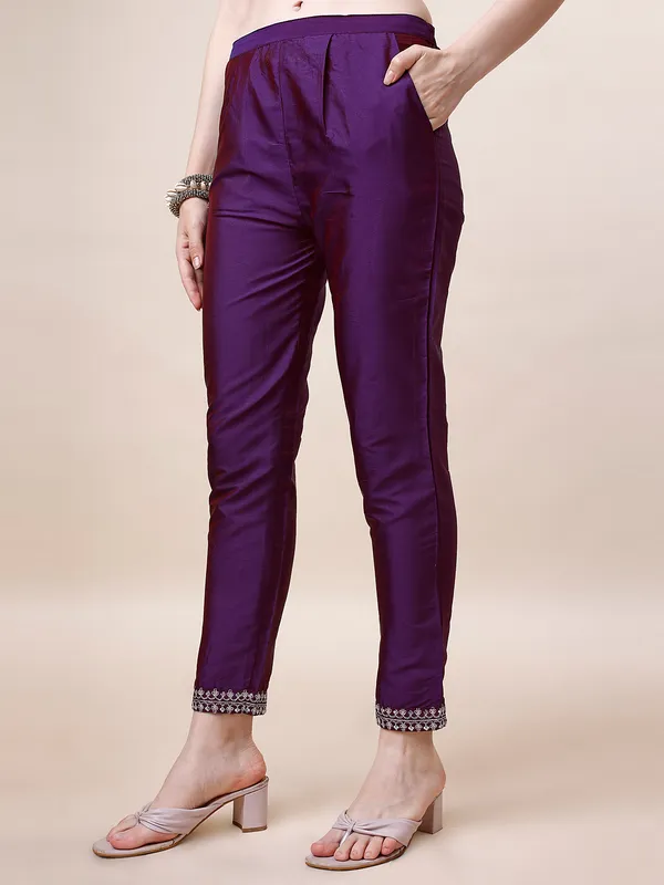 Wine_Elegant_Embroidered_Kurta_Set_with_Straight_Pants