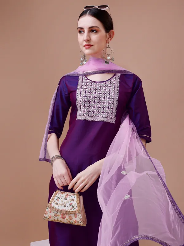 Wine_Embroidered_Kurta_Set_with_Elegant_Dupatta