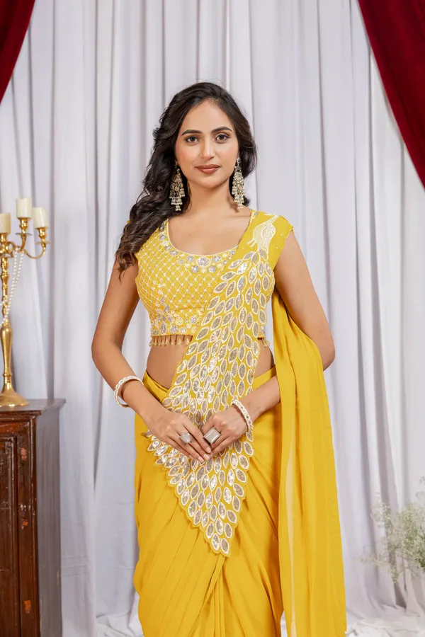 YELLOW_TRENDING_READY_TO_WEAR_SAREE_WITH_FULLY_EMBROIDERED_STYLIST_BLOUSE