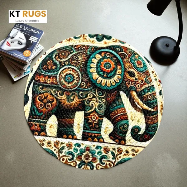 15"_Round_Woven_Elephant_Table_Mat_-_Boho_Mandala_Animal_Print_Rope_Placemat_-_Ethnic_Bohemian_Centerpiece_for_Dining_&_Home_Decor