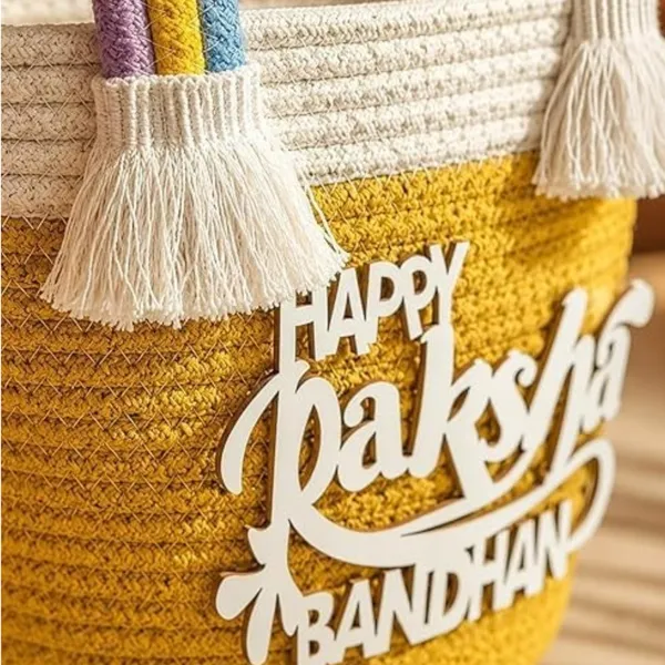 Happy_Raksha_Bandhan_Cotton_Rope_Gift_Basket_|_Handmade_Crochet_Rainbow_Handle_Hamper_Basket_|_Festive_Gift_Tote_for_Sister_&_Brother_|_Reusable_Boho_Storage_Basket_|_Yellow,_1_Pc