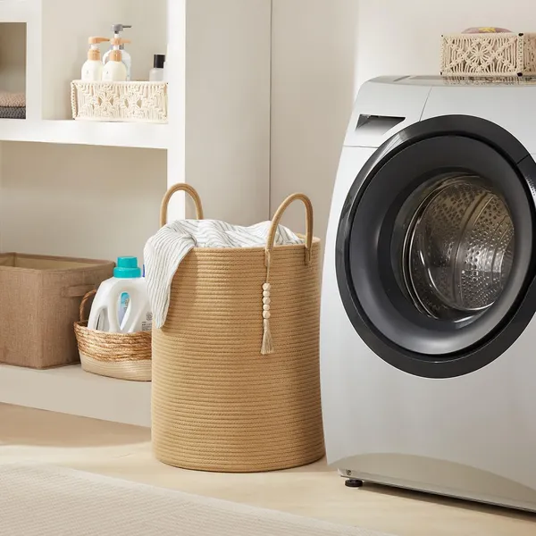 58_L_Large_Braided_Laundry_Basket,_Toy_Storage_Basket_with_Handle,_Handmade_Cotton_(Pure_Brown,_38_cm_(D)_x_50_cm_(H))