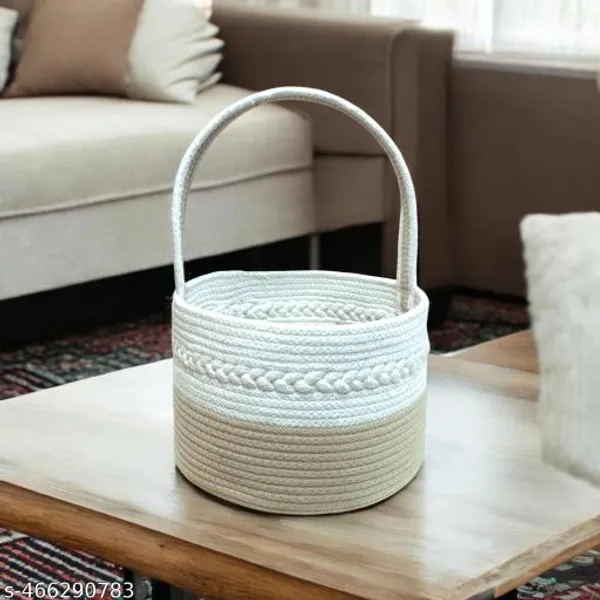 White_And_Beige_Bharat_Fabtex_Multi_Purpose_Essential_Jute_Basket_With_Lid_Storage_Baskets_For_Bathroom_Living_Room_&_Kitchen_Organiser_Vanity_First_Aid_With_Handle_(10_Lx10_Bx10_H)