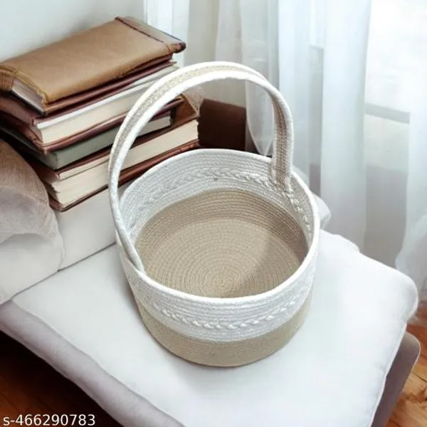 White_And_Beige_Bharat_Fabtex_Multi_Purpose_Essential_Jute_Basket_With_Lid_Storage_Baskets_For_Bathroom_Living_Room_&_Kitchen_Organiser_Vanity_First_Aid_With_Handle_(10_Lx10_Bx10_H)