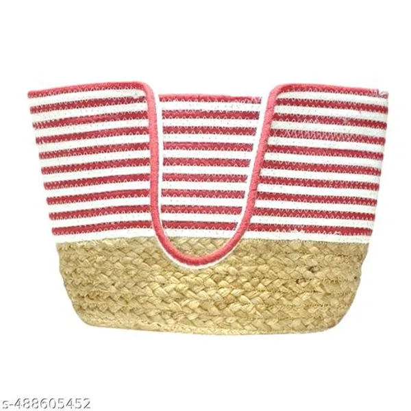 Jute_Cotton_Handbag_Red_&_White_Striped_Bag_For_Women's