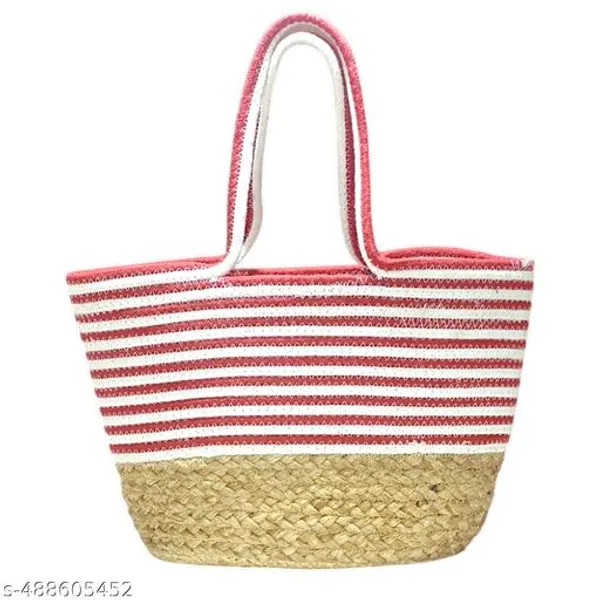 Jute_Cotton_Handbag_Red_&_White_Striped_Bag_For_Women's