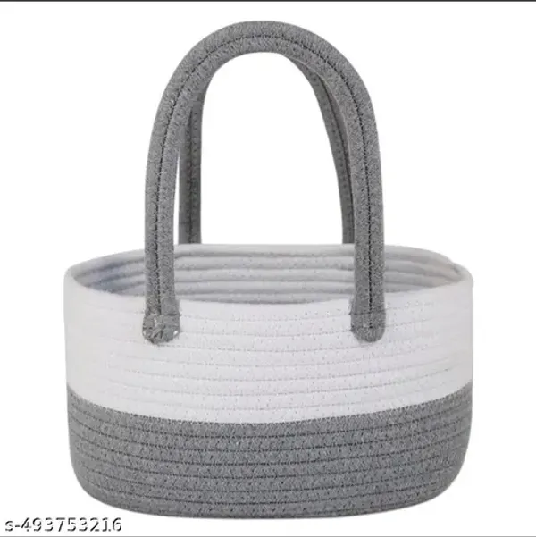 Grey_And_White_Cotton_Rope_Oval_Basket_12X8X6_Inch