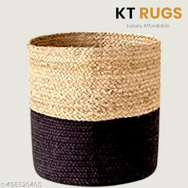 Beige_And_Black_Jute_Planter_Multipurpose_Basket