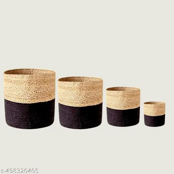 Beige_And_Black_Jute_Planter_Multipurpose_Basket