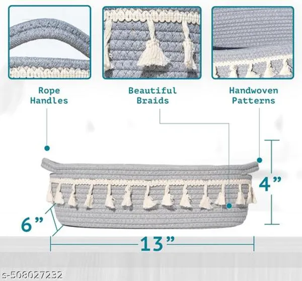 Grey_Cute_&_Cozy_Design_Handwoven_Cotton_Rope_Storage_Basket_(30_X_20_X_15_Cm)