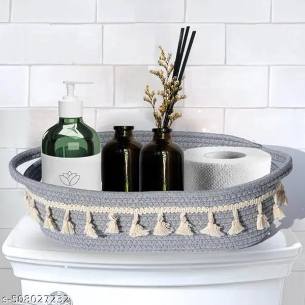 Grey_Cute_&_Cozy_Design_Handwoven_Cotton_Rope_Storage_Basket_(30_X_20_X_15_Cm)