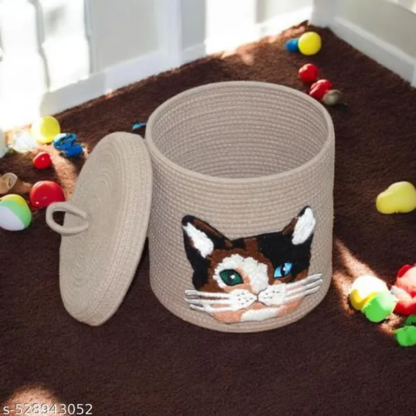 Brownish_And_Tan_Limited_Editions_Storage_Basket_Jute_Cotton_Premium_Cat_Basket