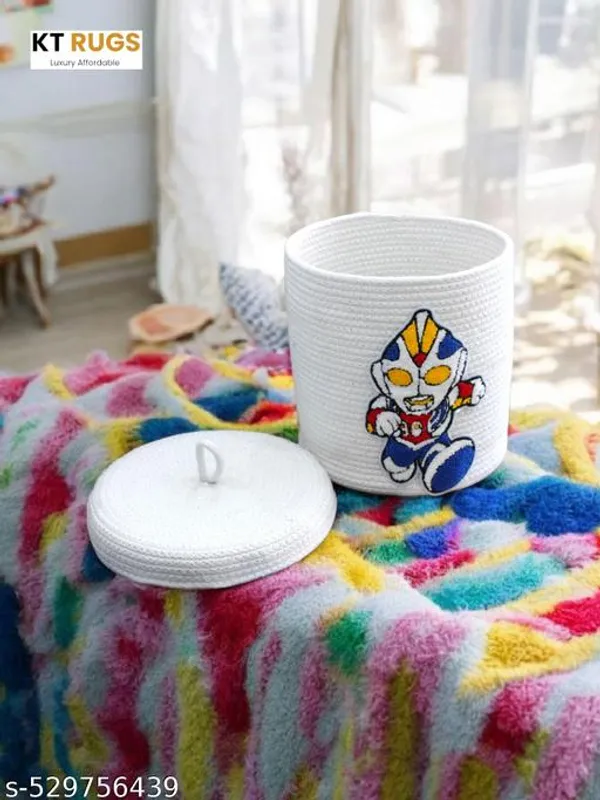 White_Ecostyle_Rope_Storage_Basket_Set_With_Lids_(Pack_Of_2)