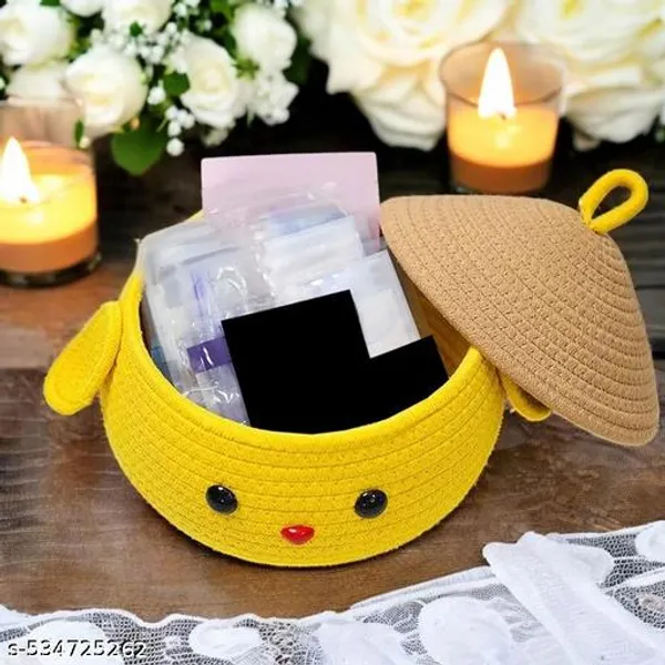 Yellow_Cute_Shelf_Storage_Basket_With_Lid