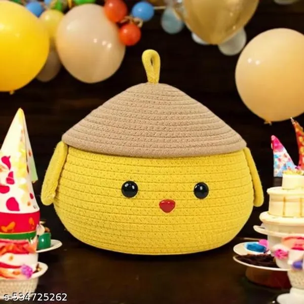 Yellow_Cute_Shelf_Storage_Basket_With_Lid