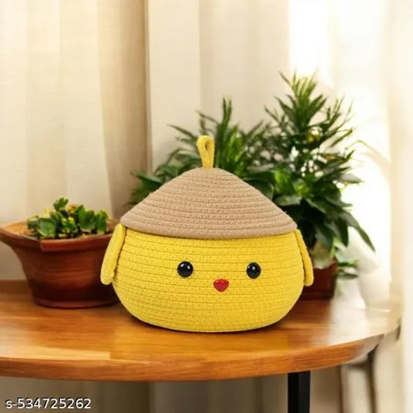 Yellow_Cute_Shelf_Storage_Basket_With_Lid