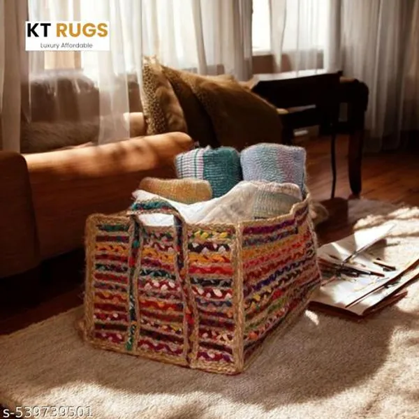 Jute_Chindi_Rectangular_Multi_Purpose_Storage_Containers,_Eco_Friendly_Farmhouse_Basket