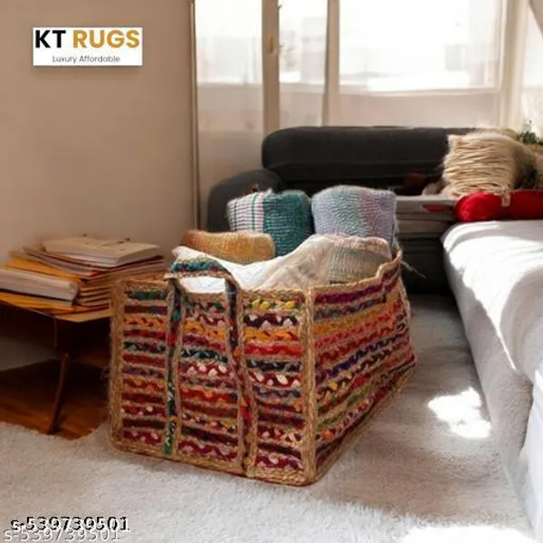 Jute_Chindi_Rectangular_Multi_Purpose_Storage_Containers,_Eco_Friendly_Farmhouse_Basket