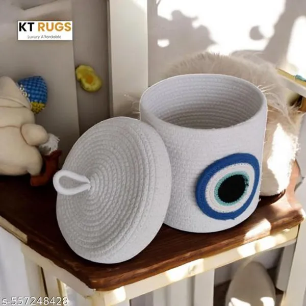 White_Evil_Eye_Multipurpose_Rope_Basket_8X8_Inch_Best_Storage_Organiser