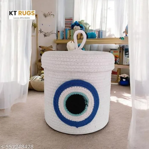 White_Evil_Eye_Multipurpose_Rope_Basket_8X8_Inch_Best_Storage_Organiser