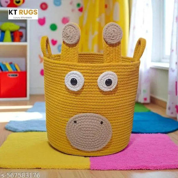 Yellow_Bully_Cotton_Rope_Storage_Basket_Shelves_Baskets_For_Organizing_With_Handle_Decorative_Storage_Bins